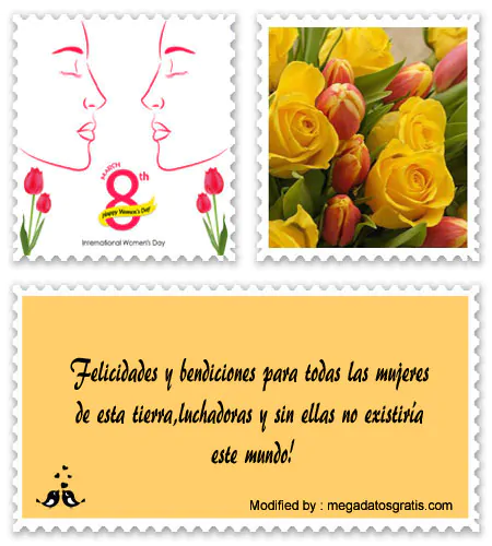 Frases y tarjetas de amor para enviar el Día de la Mujer por celular.#SaludosPorElDíaDeLaMujer